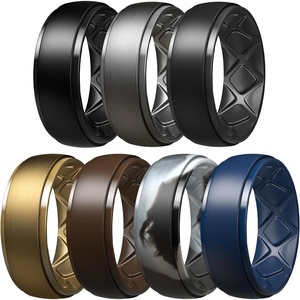 image:imageEgnaro Mens Silicone Wedding Rings 10mm Wide 25mm Thick Rubber Band PackSETABlack Black Gray Black camo Dark silver Bronze Dark Brown Midnight Blue