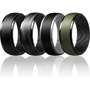image:imageEgnaro Mens Silicone Wedding Rings 10mm Wide 25mm Thick Rubber Ring  Hypoallergenic for GymOutdoorGiftSETCBlack GrayBlack CamoBlack BlackLight Gray Olive GreenBlack BlackBlack