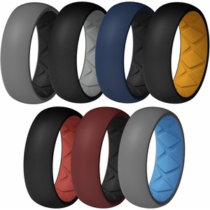 image:imageEgnaro Mens Silicone Wedding Rings 17 Multipack of Flexible Rubber BandsSETA1 GreyBlack  BlackDark Gray  Dark BlueBlack  BlackOrange  Dark RedBlack BlackRed  GreySky Blue
