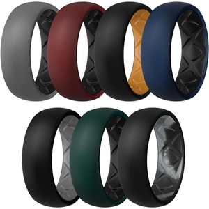 image:imageEgnaro Mens Silicone Wedding Rings 17 Multipack of Flexible Rubber BandsSETA5 Black Gray Black  Black Black Gray Camo  Dark Red Black  Black Orange  Dark Blue Black  BlackGrey  Pine Green Black