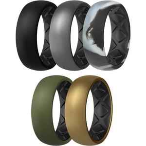 image:imageEgnaro Mens Silicone Wedding Rings 17 Multipack of Flexible Rubber BandsSETB3 Black  Dark SilverBlack  Black Gray CamoBlack  Olive GreenBlack  BronzeBlack