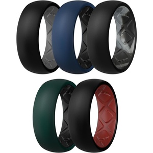image:imageEgnaro Mens Silicone Wedding Rings 17 Multipack of Flexible Rubber BandsSETB4 BlackGrey  Dark BlueBlack  BlackBlack Gray Camo  Pine GreenBlack  BlackMaroon