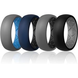 image:imageEgnaro Mens Silicone Wedding Rings 17 Multipack of Flexible Rubber BandsSETC1 GreySky Blue  Dark BlueBlack  GreyBlack  BlackDark Gray