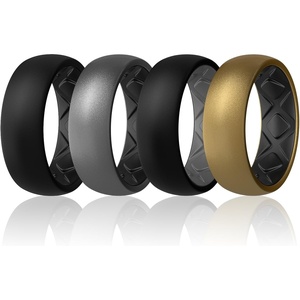 image:imageEgnaro Mens Silicone Wedding Rings 17 Multipack of Flexible Rubber BandsSETC2 Black  Dark SilverBlack  BlackDark Gray  BronzeBlack
