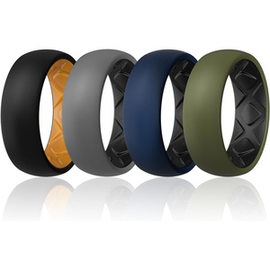image:imageEgnaro Mens Silicone Wedding Rings 17 Multipack of Flexible Rubber BandsSETC3 BlackOrange  Black GrayBlack  Dark BlueBlack  Olive GreenBlack