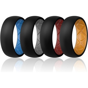image:imageEgnaro Mens Silicone Wedding Rings 17 Multipack of Flexible Rubber BandsSETC4 BlackBlue  BlackDark Gray  BlackRed  BlackOrange