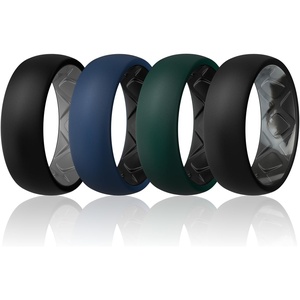 image:imageEgnaro Mens Silicone Wedding Rings 17 Multipack of Flexible Rubber BandsSETC6 BlackGrey  Dark BlueBlack  BlackBlack Gray Camo  Pine GreenBlack
