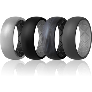 image:imageEgnaro Mens Silicone Wedding Rings 17 Multipack of Flexible Rubber BandsSETC8 SilverBlack  BlackGrey  Gray CamoBlack  Black GrayLight Gray