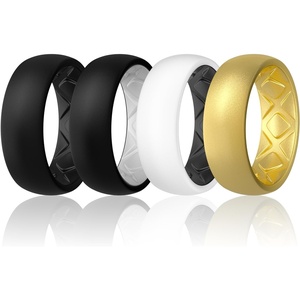 image:imageEgnaro Mens Silicone Wedding Rings 17 Multipack of Flexible Rubber BandsSETD1 Black  BlackWhite  WhiteBlack  Gold