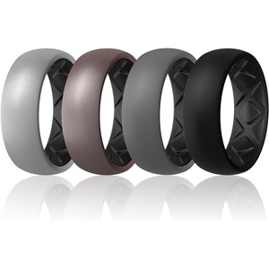 image:imageEgnaro Mens Silicone Wedding Rings 17 Multipack of Flexible Rubber BandsSETD2 Metallic SilverBlack  Metallic PlatinumBlack  Black GrayBlack  Black
