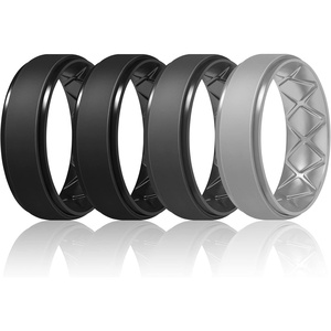 image:imageEgnaro Mens Silicone Wedding Rings 85mm Wide 2mm Thick 1 to 7 MultipackA4Black Black Black Gray Light Gray