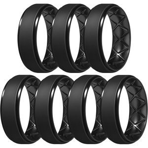 image:imageEgnaro Mens Silicone Wedding Rings 85mm Wide 2mm Thick 1 to 7 MultipackA5All Black