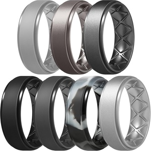 image:imageEgnaro Mens Silicone Wedding Rings 85mm Wide 2mm Thick 1 to 7 MultipackB2Light Gray  Metallic Platinum  Metal Black Gray  Black  Black Gray  Black Gray Camo  Metallic Silver