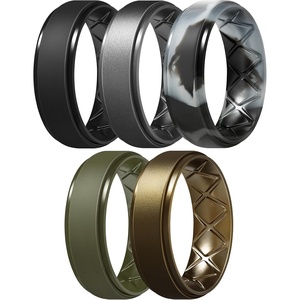 image:imageEgnaro Mens Silicone Wedding Rings 85mm Wide 2mm Thick 1 to 7 MultipackB3Black  Metal Black Gray  Black Gray Camo  Olive Green  Bronze