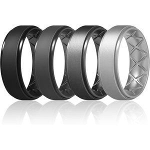 image:imageEgnaro Mens Silicone Wedding Rings 85mm Wide 2mm Thick 1 to 7 MultipackSETA5Black  Black Gray  Metal Black Gray  Metallic Silver