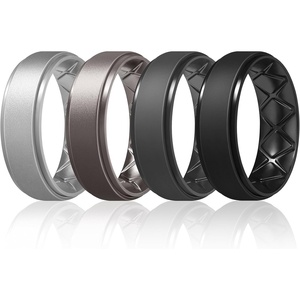 image:imageEgnaro Mens Silicone Wedding Rings 85mm Wide 2mm Thick 1 to 7 MultipackSETA6Metallic Silver  Metallic Platinum  Black Gray  Black