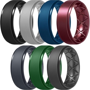 image:imageEgnaro Mens Silicone Wedding Rings 85mm Wide 2mm Thick 1 to 7 MultipackSETC22Light Gray  Black Gray  Metallic Burgundy  Emerald Green  Sea Blue  Blue Gray  Black