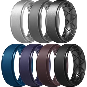 image:imageEgnaro Mens Silicone Wedding Rings 85mm Wide 2mm Thick 1 to 7 MultipackSETC2Silver  Dark Gray  Sea Blue  Black Purple  Coffee Brown  Dark silver  Black