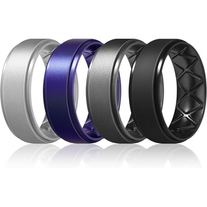 image:imageEgnaro Mens Silicone Wedding Rings 85mm Wide 2mm Thick 1 to 7 MultipackSETC4Silver  Metallic Purple  Dark silver  Black