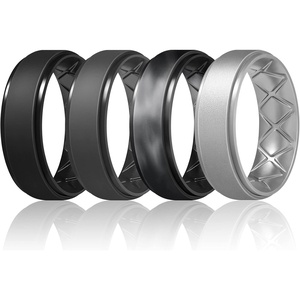 image:imageEgnaro Mens Silicone Wedding Rings 85mm Wide 2mm Thick 1 to 7 MultipackSETCBlack Black Gray Metallic Silver Black GrayBlack Camo