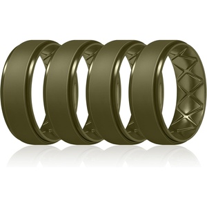 image:imageEgnaro Mens Silicone Wedding Rings 85mm Wide 2mm Thick 1 to 7 MultipackSETE1All Olive Green
