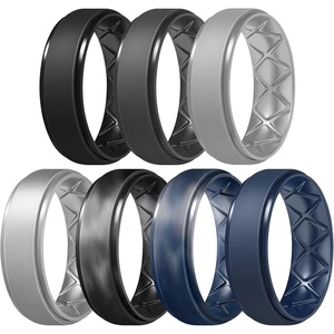 image:imageEgnaro Mens Silicone Wedding Rings 85mm Wide 2mm Thick 1 to 7 MultipackSETGBlack Black Gray Light Gray Metallic Silver Dark Blue Black GrayBlack Camo Black GrayDark Blue Camo