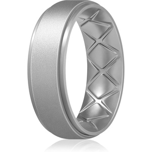 image:imageEgnaro Mens Silicone Wedding Rings 85mm Wide 2mm Thick 1 to 7 MultipackSETNMetallic Silver