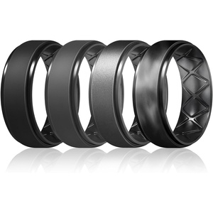 image:imageEgnaro Mens Silicone Wedding Rings 85mm Wide 2mm Thick 1 to 7 MultipackSETPBlack Black Gray Metallic Black Gray Black Gray Camo