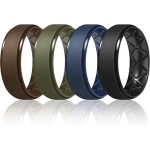 image:imageEgnaro Mens Silicone Wedding Rings 85mm Wide 2mm Thick 1 to 7 MultipackT12dark Brown  Olive Green  Dark Blue  Black