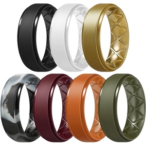 image:imageEgnaro Mens Silicone Wedding Rings 85mm Wide 2mm Thick 1 to 7 MultipackT13Metallic Gold  Maroon  Black Gray Camo  Black  White  Olive Green  Orange