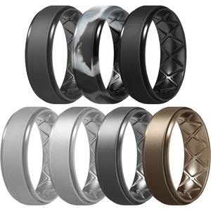 image:imageEgnaro Mens Silicone Wedding Rings 85mm Wide 2mm Thick 1 to 7 MultipackT14Black  Black Gray  Dark silver  Light Gray  Black Gray Camo  Metallic Silver  Bronze