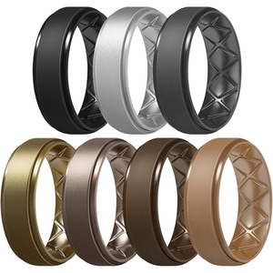 image:imageEgnaro Mens Silicone Wedding Rings 85mm Wide 2mm Thick 1 to 7 MultipackT17Black  Metallic Silver  Black Gray  Bronze  Champagne Gold  Dark Brown  Light Brown