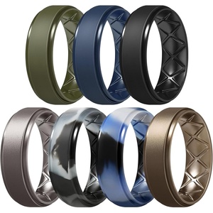 image:imageEgnaro Mens Silicone Wedding Rings 85mm Wide 2mm Thick 1 to 7 MultipackT18olive Green  Dark Blue  Black  Metallic Platinum  Black Gray Camo  Navy Camo  Bronze