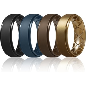 image:imageEgnaro Mens Silicone Wedding Rings 85mm Wide 2mm Thick 1 to 7 MultipackT5Black  Bronze  Midnight Blue  Dark Brown