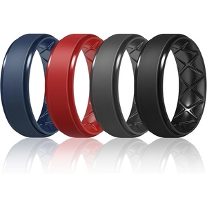 image:imageEgnaro Mens Silicone Wedding Rings 85mm Wide 2mm Thick 1 to 7 MultipackT6Dark Blue  Red  Black Gray  Black