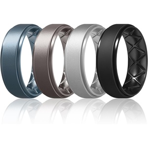 image:imageEgnaro Mens Silicone Wedding Rings 85mm Wide 2mm Thick 1 to 7 MultipackT8Metallic Blue  Metallic Platinum  Metallic Silver  Black