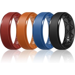 image:imageEgnaro Mens Silicone Wedding Rings 85mm Wide 2mm Thick 1 to 7 MultipackT9Black  Red  Orange  Light Blue