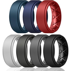 image:imageEgnaro Mens Silicone Wedding Rings 8mm Wide 2mm Thick Step Edge size 714A2Twilight Blue  Dark Blue  Red  Light Gray  Black Gray  Dark Gray  Black