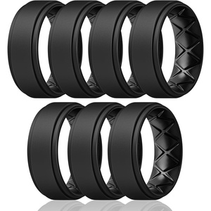 image:imageEgnaro Mens Silicone Wedding Rings 8mm Wide 2mm Thick Step Edge size 714A3Black x7