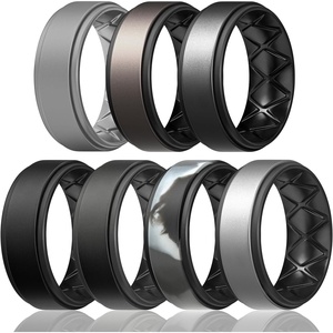 image:imageEgnaro Mens Wedding Rings 8mm Wide 2mm Thick Rubber Bands Breathable and Flexible Step Edge Ring Variety Multipack 17 For Gym Workout Travel Daily WearSETF1Light Gray  Metallic Platinum Black  Metal Black Gray Black  Black  Black Gray  Black Gray Camo Black  Metallic Silver Black
