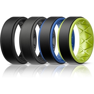 image:imageEgnaro Mens Wedding Rings 8mm Wide 2mm Thick Rubber Bands Breathable and Flexible Step Edge Ring Variety Multipack 17 For Gym Workout Travel Daily WearSETGBlack Black Gray Gray Black Light Blue Black Yellow Green