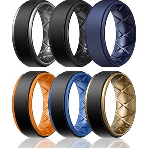 image:imageEgnaro Mens Wedding Rings 8mm Wide 2mm Thick Rubber Bands Breathable and Flexible Step Edge Ring Variety Multipack 17 For Gym Workout Travel Daily WearSETIBlack Black Dark Blue Dark Blue Black Deep Silver Black Orange Black Light Blue Black Bronze