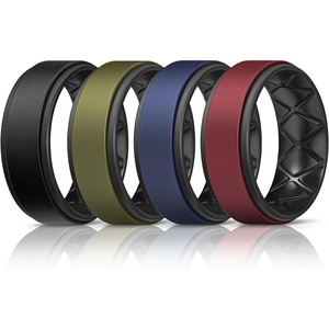 image:imageEgnaro Mens Wedding Rings 8mm Wide 2mm Thick Rubber Bands Breathable and Flexible Step Edge Ring Variety Multipack 17 For Gym Workout Travel Daily WearSETJBlack Black Olive Green Black Dark Blue Black Night Brown Black