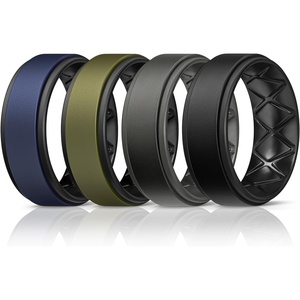 image:imageEgnaro Mens Wedding Rings 8mm Wide 2mm Thick Rubber Bands Breathable and Flexible Step Edge Ring Variety Multipack 17 For Gym Workout Travel Daily WearSETF7Dark Blue Black  Olive Green Black  Black Gray  Black
