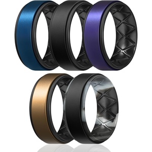 image:imageEgnaro Mens Wedding Rings 8mm Wide 2mm Thick Rubber Bands Breathable and Flexible Step Edge Ring Variety Multipack 17 For Gym Workout Travel Daily WearSETF22Metallic Royal Blue Black  Black  Metallic Purple Black  Metallic Bronze Black  Black Gray Camo