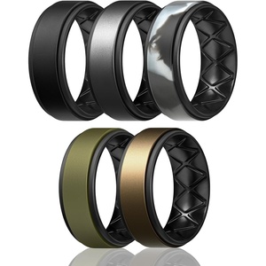 image:imageEgnaro Mens Wedding Rings 8mm Wide 2mm Thick Rubber Bands Breathable and Flexible Step Edge Ring Variety Multipack 17 For Gym Workout Travel Daily WearSETF2Black  Metal Black Gray Black  Black Gray Camo Black  Olive Green Black  Bronze Black