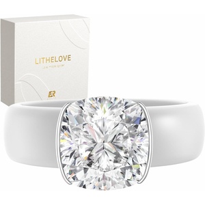 image:imageEgnaro Silicone Anniversary Ring with Stone Cushion Cut Cubic ZirconiaSETBWhite  Silver
