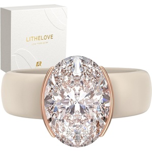 image:imageEgnaro Silicone Promise Ring with Stone Oval Cut Cubic Zirconia For HerSETANude  Rose Gold