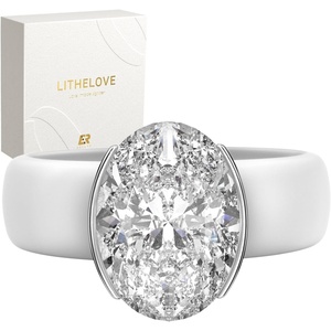 image:imageEgnaro Silicone Promise Ring with Stone Oval Cut Cubic Zirconia For HerSETBWhite  Silver