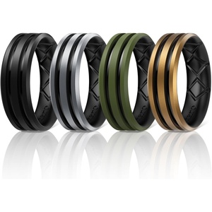 image:imageEgnaro Silicone Ring for Him with 2 Layers Multicolor Rubber Wedding Bands with Air Flow Grooves1467 Variety MultipackSETA1 Black  Dark SilverBlack  Olive GreenBlack  BronzeBlack